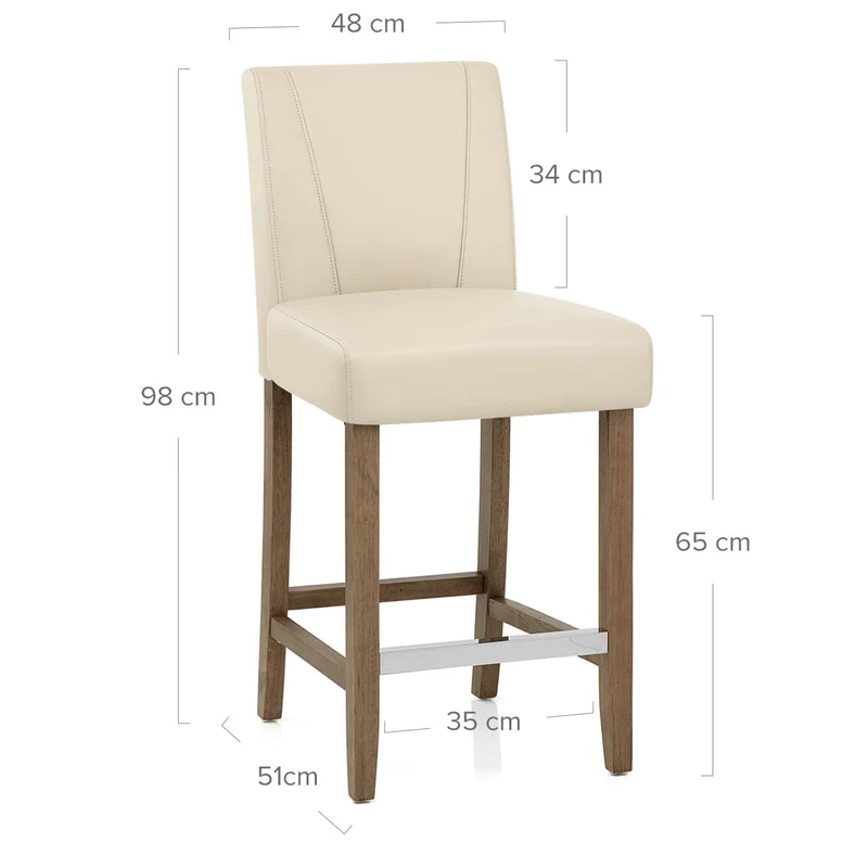 Tabouret de Bar Bois Faux Cuir - Chartwell Crème