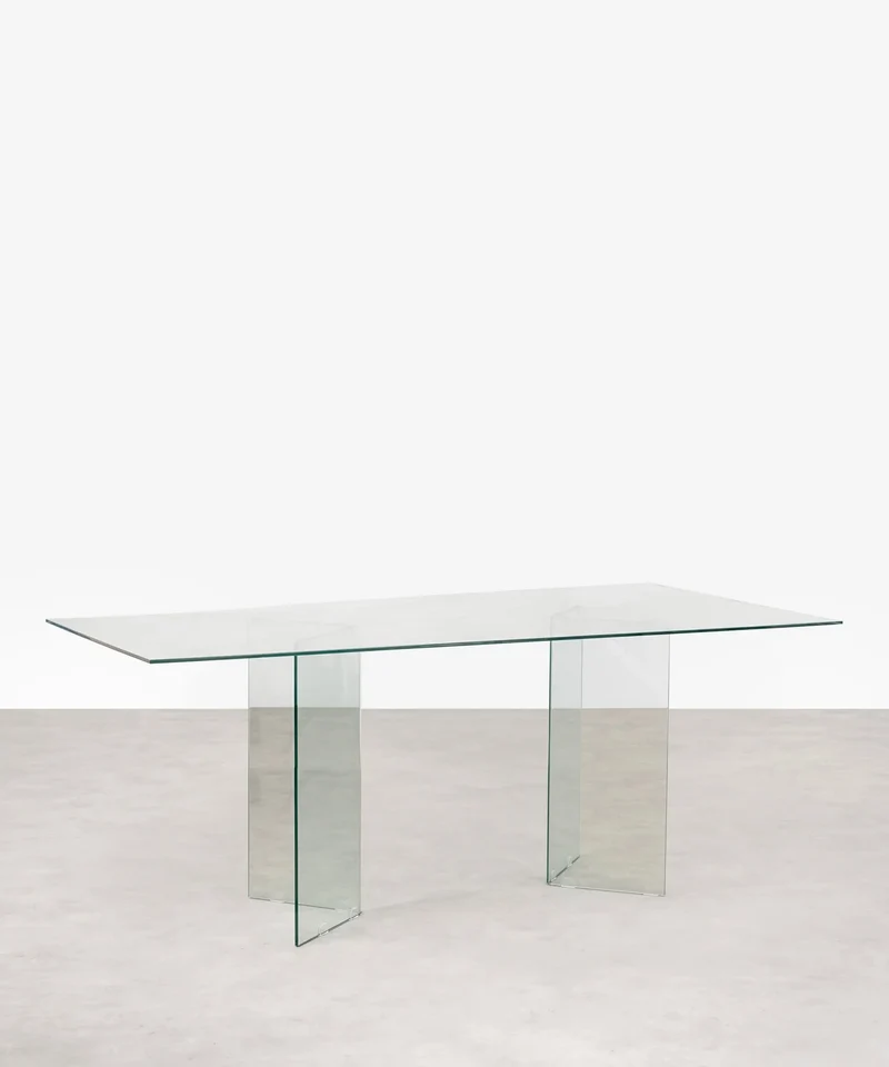Mesa de Comedor Rectangular en Cristal Templado Nicole (200x90 cm)