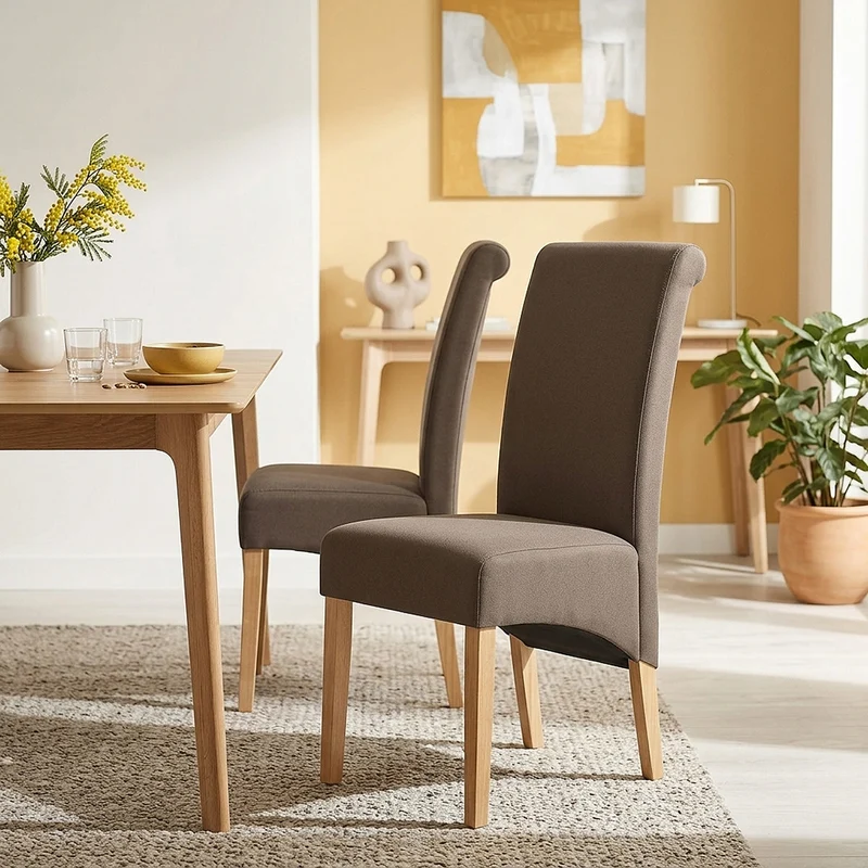 Chaise Chêne Tissu - Carlo Marron
