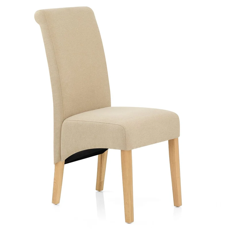 Chaise Chêne Tissu - Carlo Crème