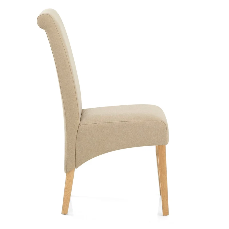 Chaise Chêne Tissu - Carlo Crème