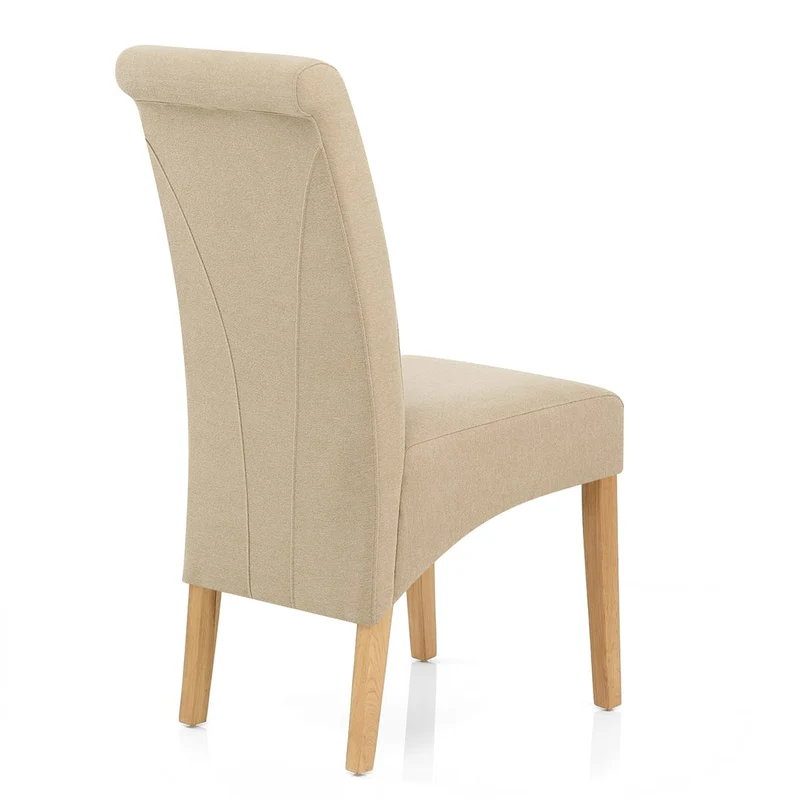 Chaise Chêne Tissu - Carlo Crème