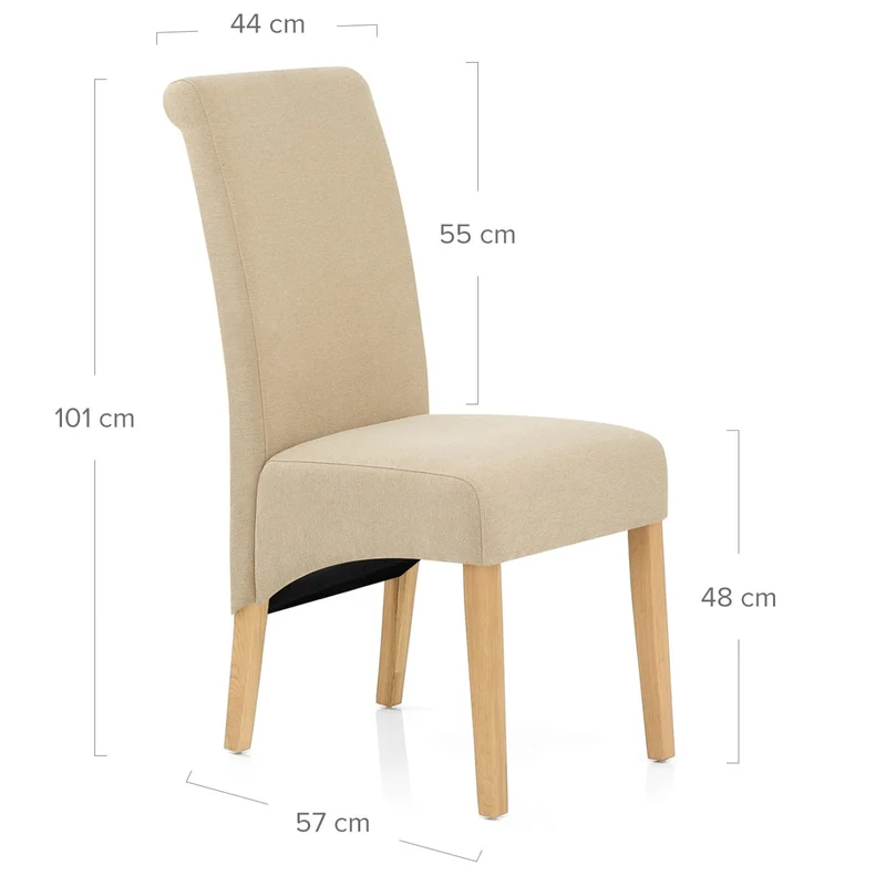 Chaise Chêne Tissu - Carlo Crème