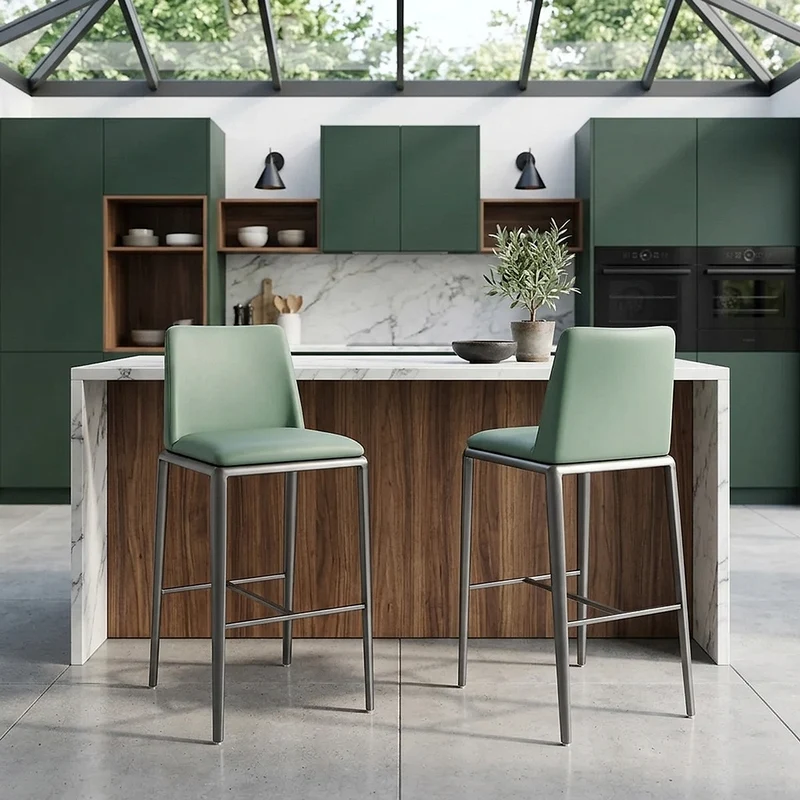 Tabouret de Bar Faux Cuir - Elise Vert