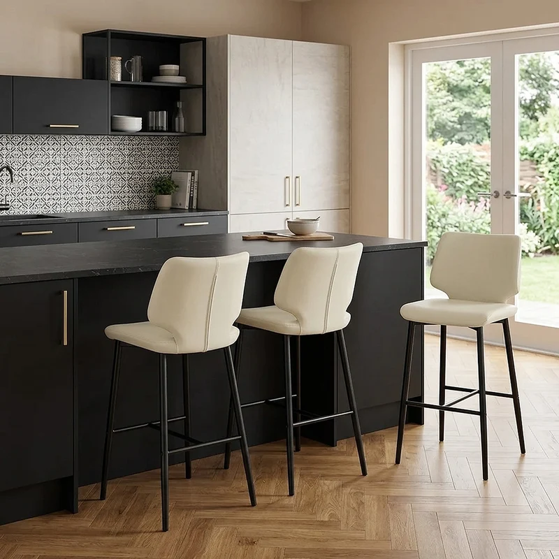 Tabouret de Bar Faux Cuir - Elan Crème