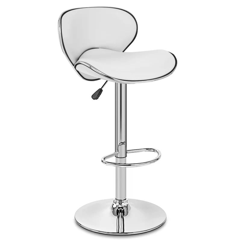 Chaise de Bar Faux Cuir Chrome - Félix Blanc
