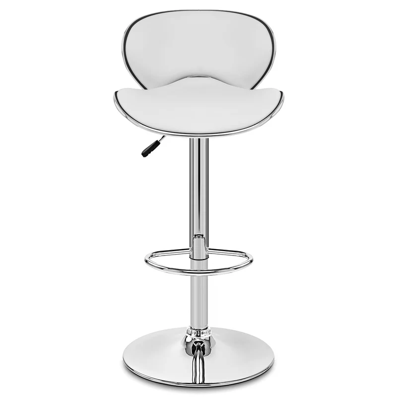 Chaise de Bar Faux Cuir Chrome - Félix Blanc