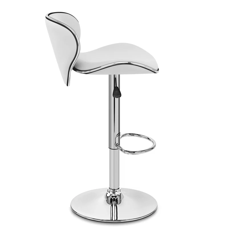 Chaise de Bar Faux Cuir Chrome - Félix Blanc