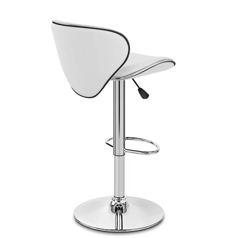 Chaise de Bar Faux Cuir Chrome - Félix Blanc