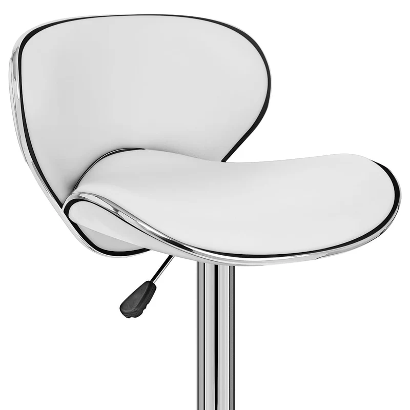 Chaise de Bar Faux Cuir Chrome - Félix Blanc
