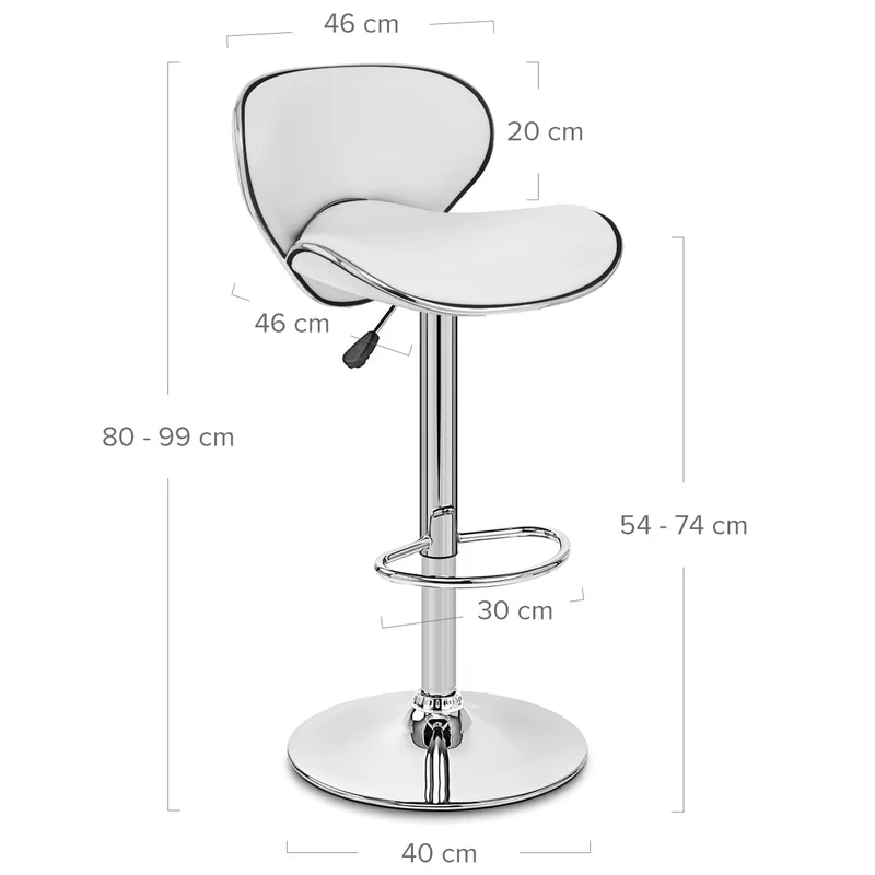 Chaise de Bar Faux Cuir Chrome - Félix Blanc