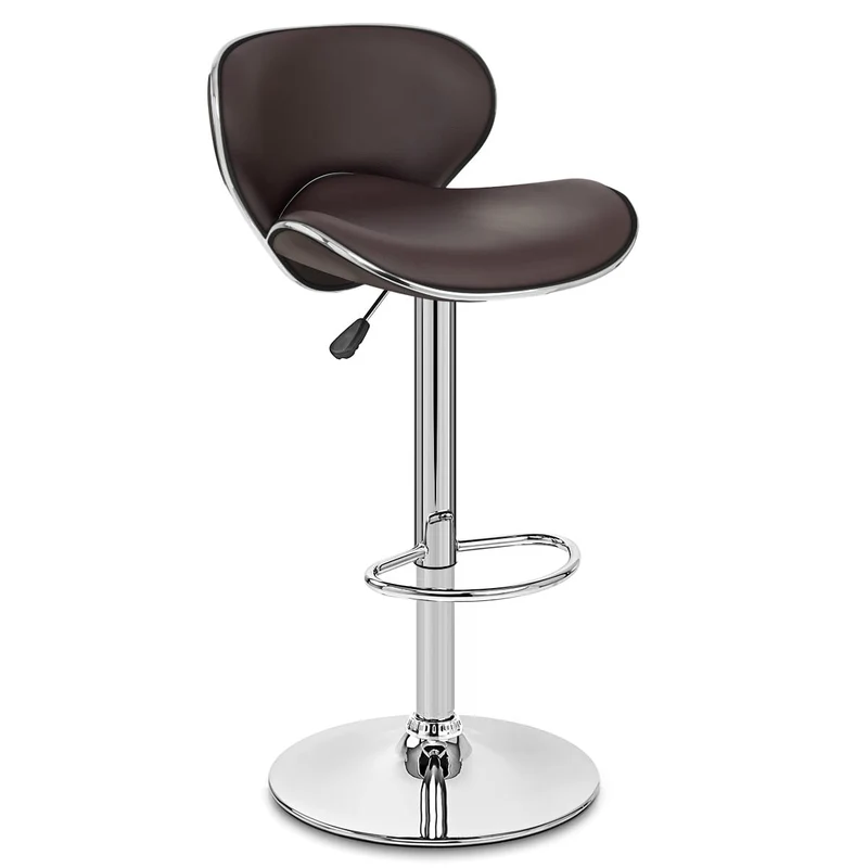Chaise de Bar Faux Cuir Chrome - Félix Marron