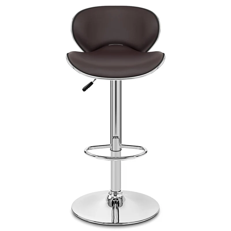 Chaise de Bar Faux Cuir Chrome - Félix Marron