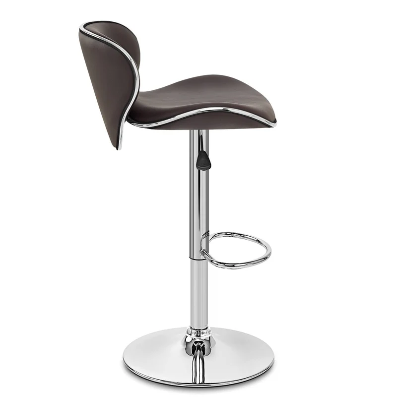 Chaise de Bar Faux Cuir Chrome - Félix Marron