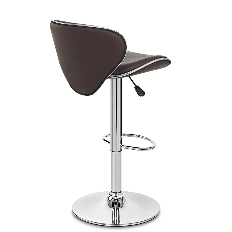 Chaise de Bar Faux Cuir Chrome - Félix Marron