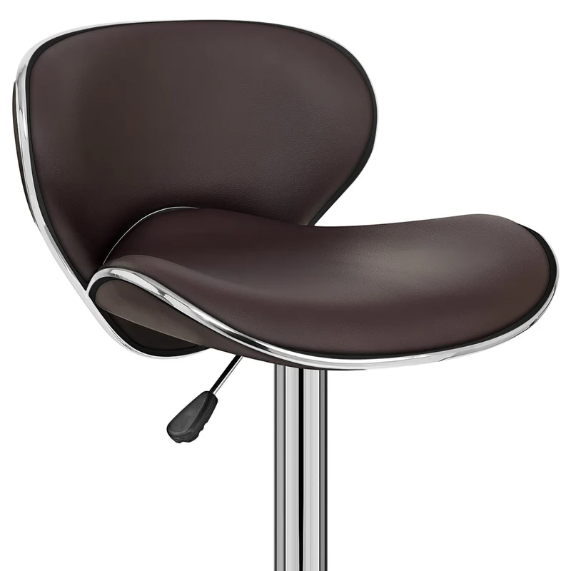 Chaise de Bar Faux Cuir Chrome - Félix Marron