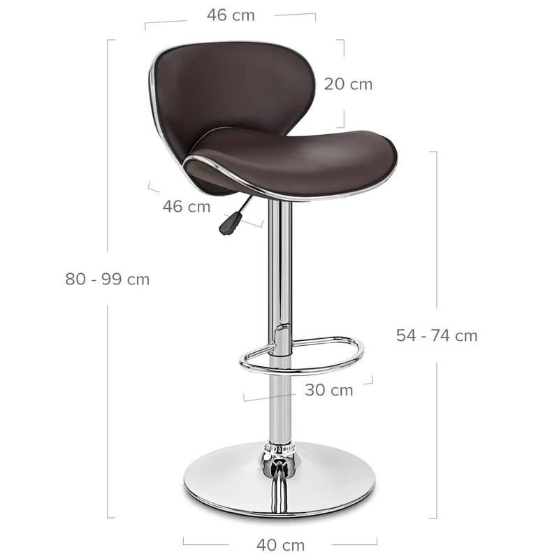 Chaise de Bar Faux Cuir Chrome - Félix Marron