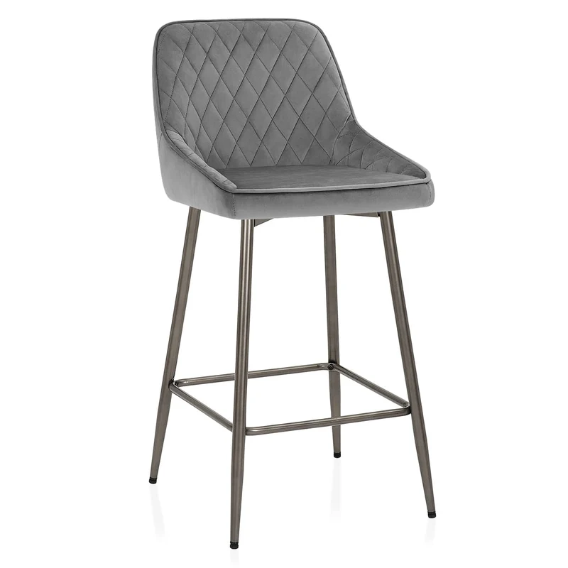 Tabouret de Bar Velours - Brisbane Gris