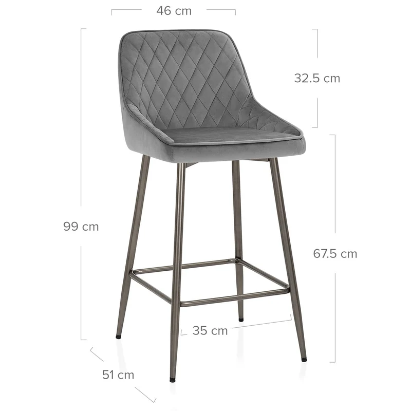 Tabouret de Bar Velours - Brisbane Gris