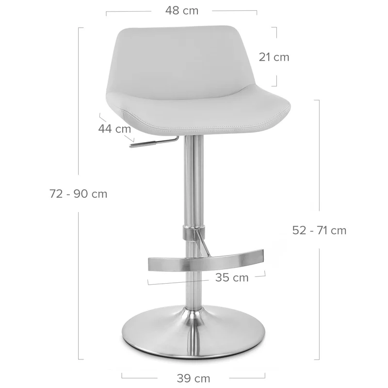 Chaise de Bar Simili Cuir Chrome Brossé - Christiana Gris