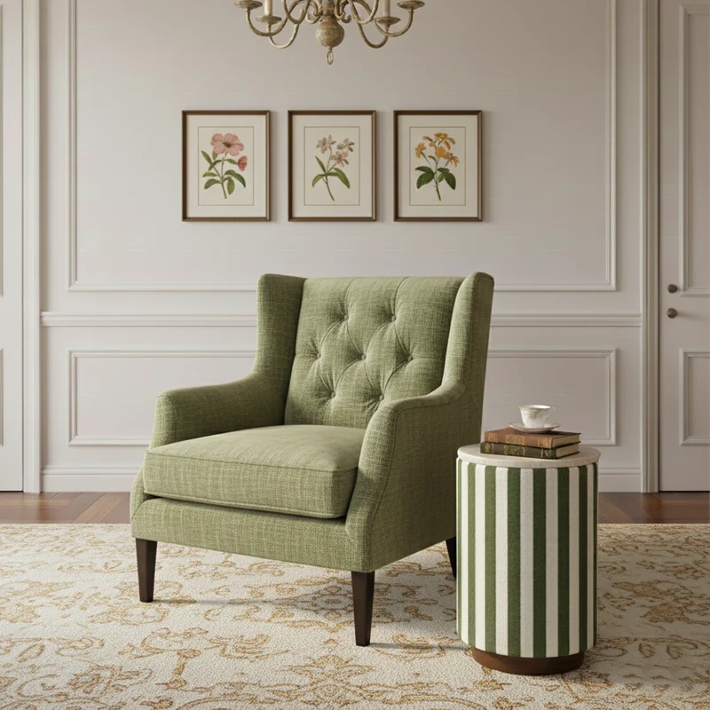 Table d'appoint vert, plateau marbre | Manara