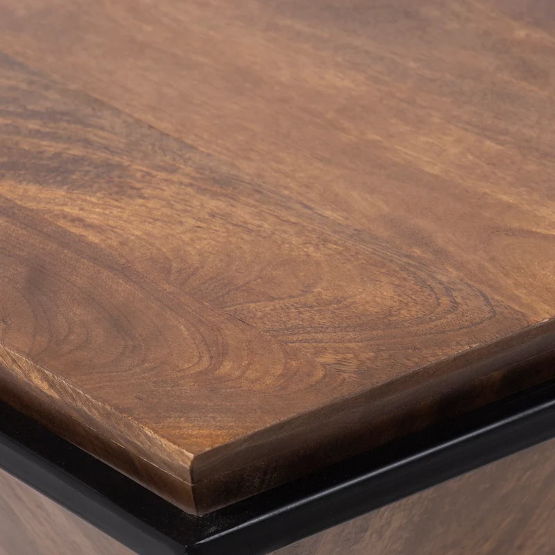 Table basse pyramide bois et métal | Manguier Sirocco