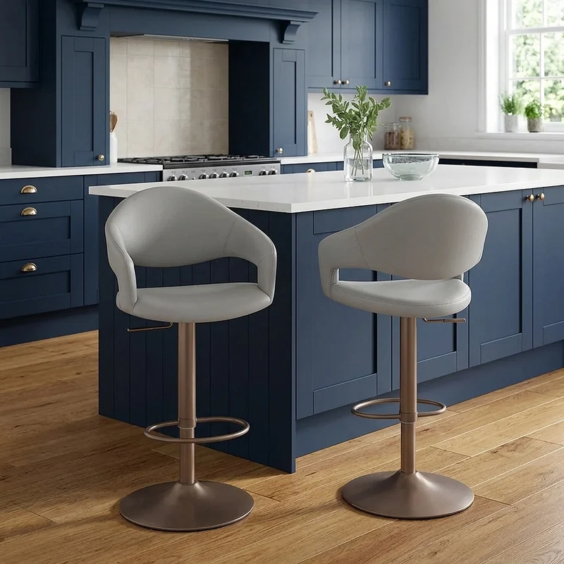 Tabouret de bar faux cuir - Washington Gris