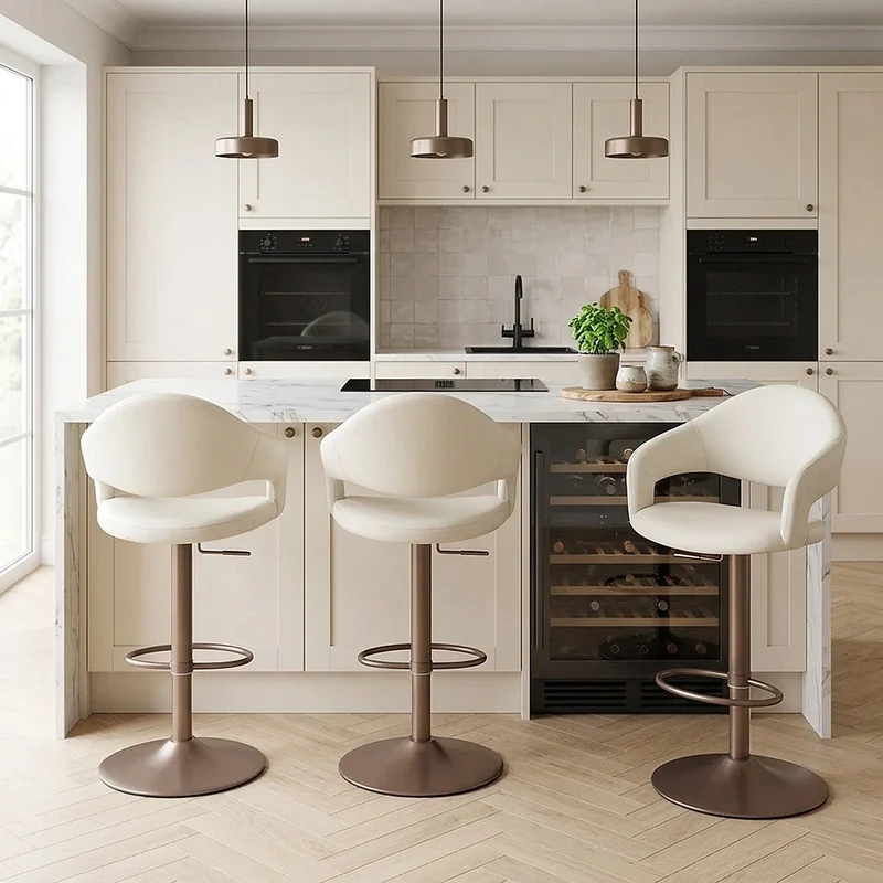 Tabouret de bar faux cuir - Washington Crème