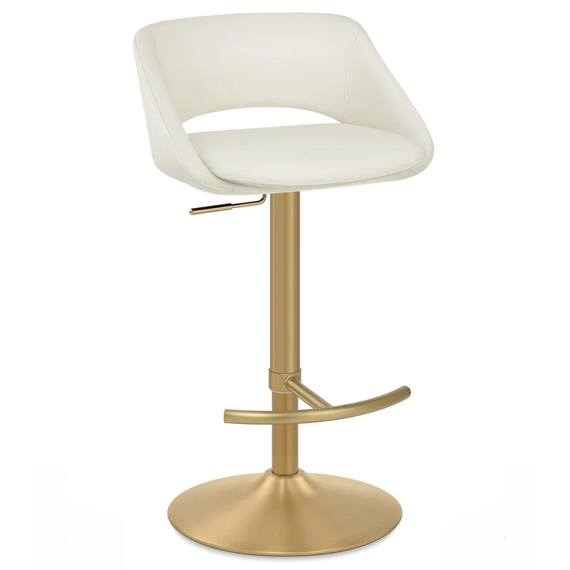 Tabouret de Bar Metal Doré - Tulsa Crème