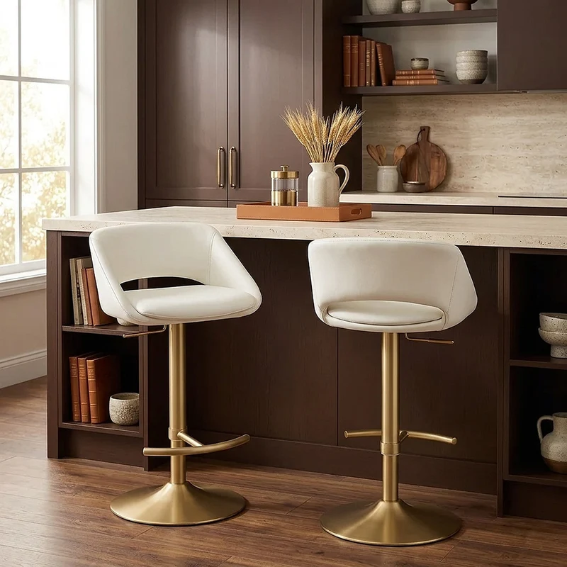 Tabouret de Bar Metal Doré - Tulsa Crème