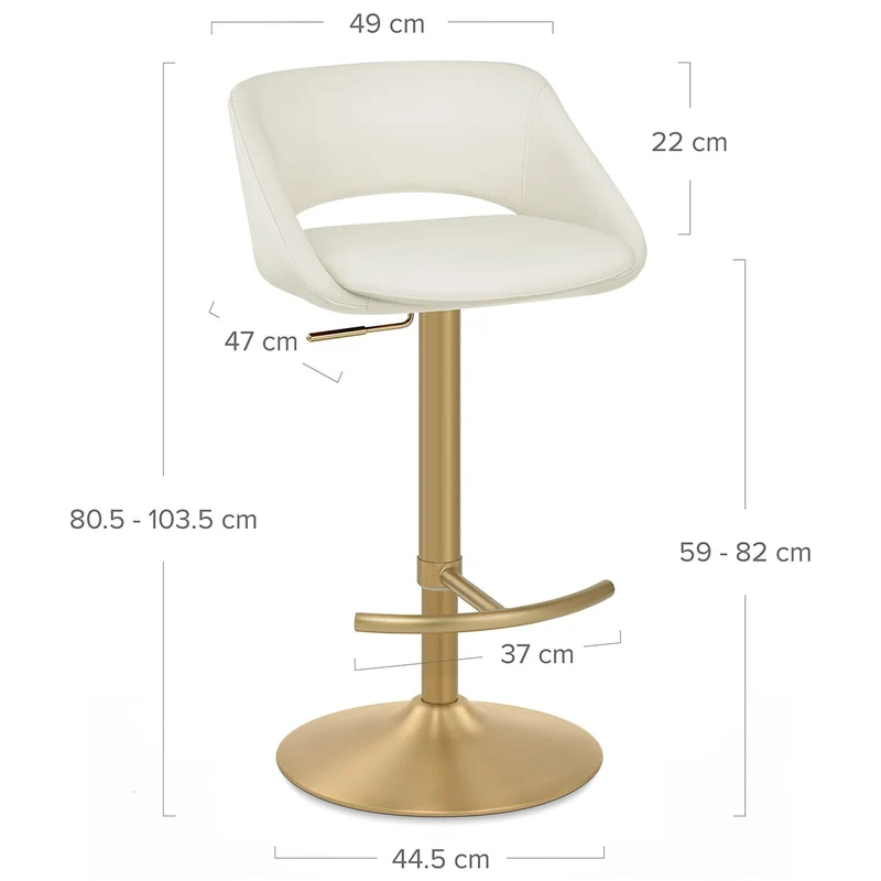 Tabouret de Bar Metal Doré - Tulsa Crème