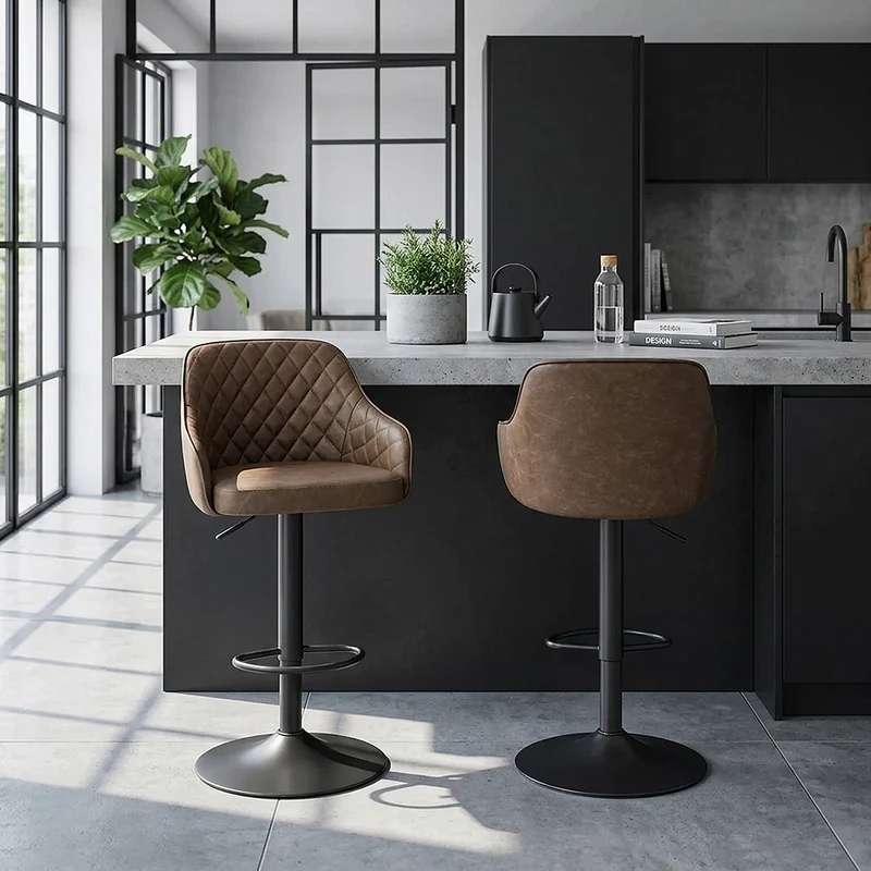 Tabouret Faux Cuir - Perth Marron