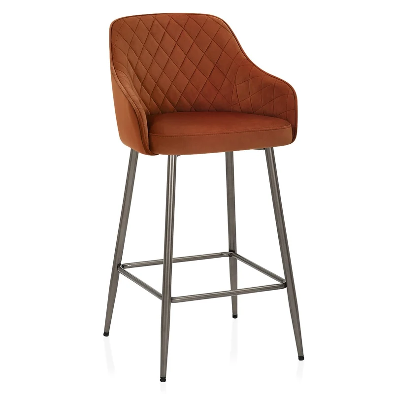 Tabouret de Bar Velours - Sydney Marron