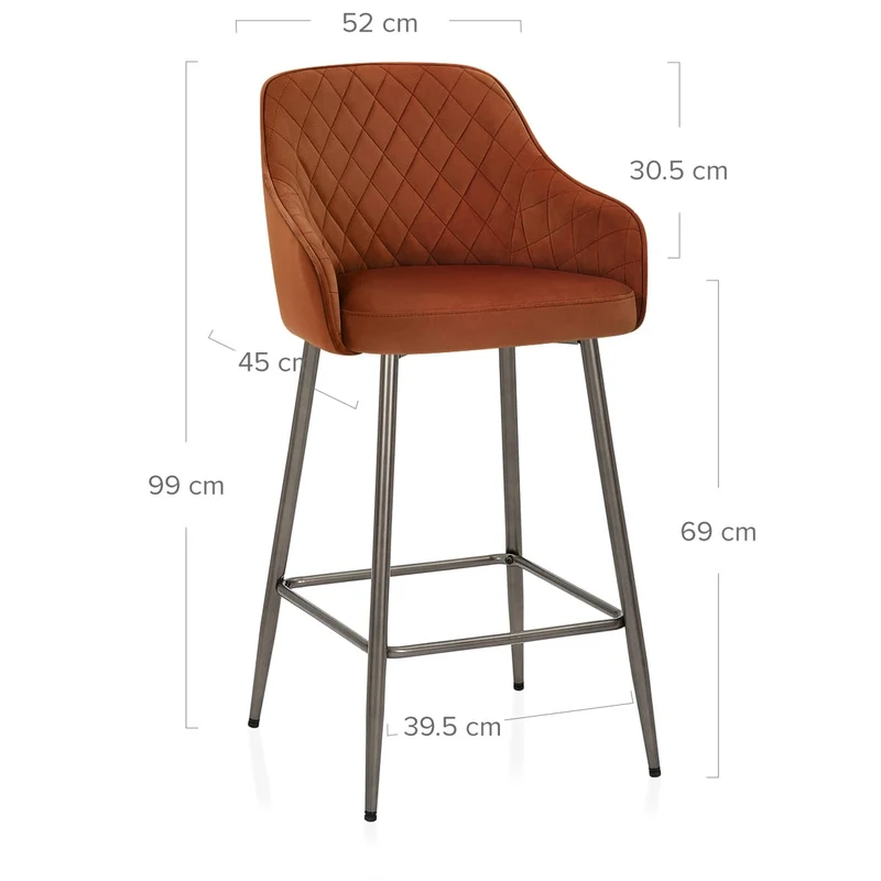 Tabouret de Bar Velours - Sydney Marron