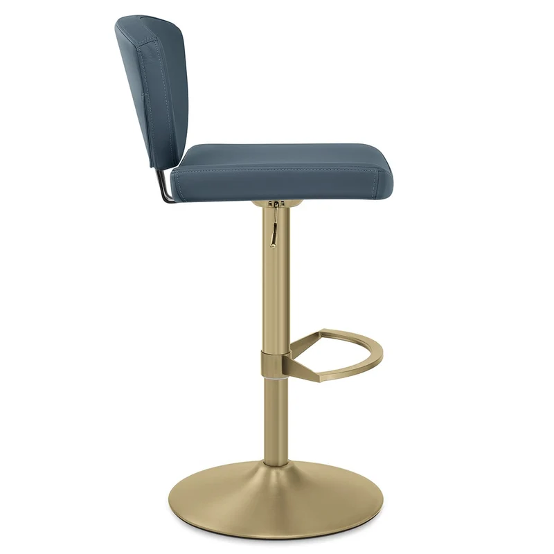 Tabouret Cuir Veritable Doré - Pearl Bleu