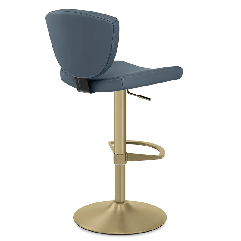 Tabouret Cuir Veritable Doré - Pearl Bleu