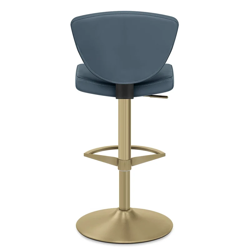 Tabouret Cuir Veritable Doré - Pearl Bleu