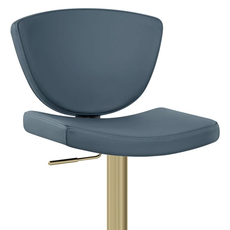 Tabouret Cuir Veritable Doré - Pearl Bleu