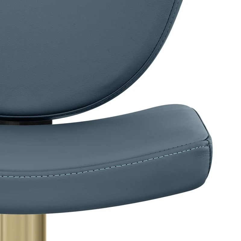 Tabouret Cuir Veritable Doré - Pearl Bleu