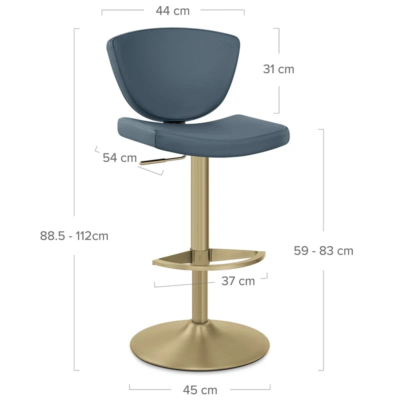 Tabouret Cuir Veritable Doré - Pearl Bleu