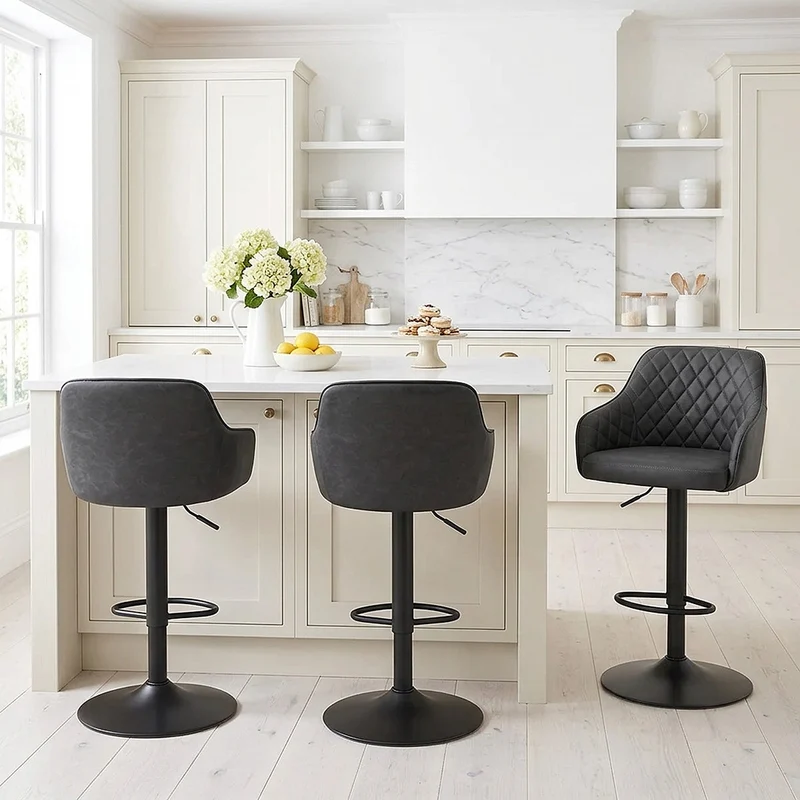 Tabouret Faux Cuir - Perth Noir