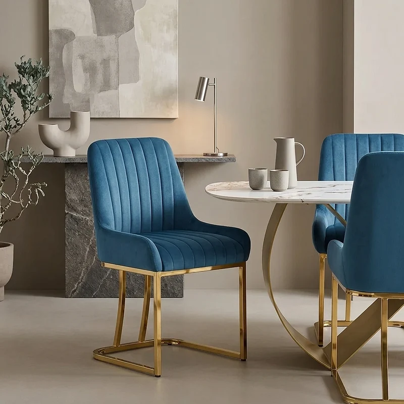Chaise Velours - Paget Bleu