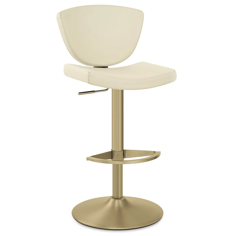 Tabouret Cuir Veritable Doré - Pearl Crème