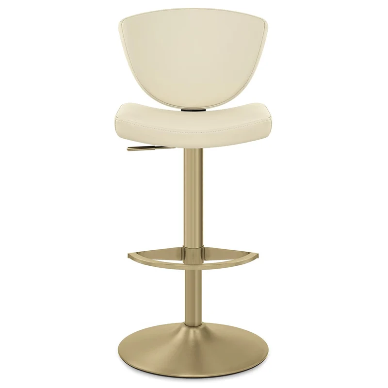 Tabouret Cuir Veritable Doré - Pearl Crème