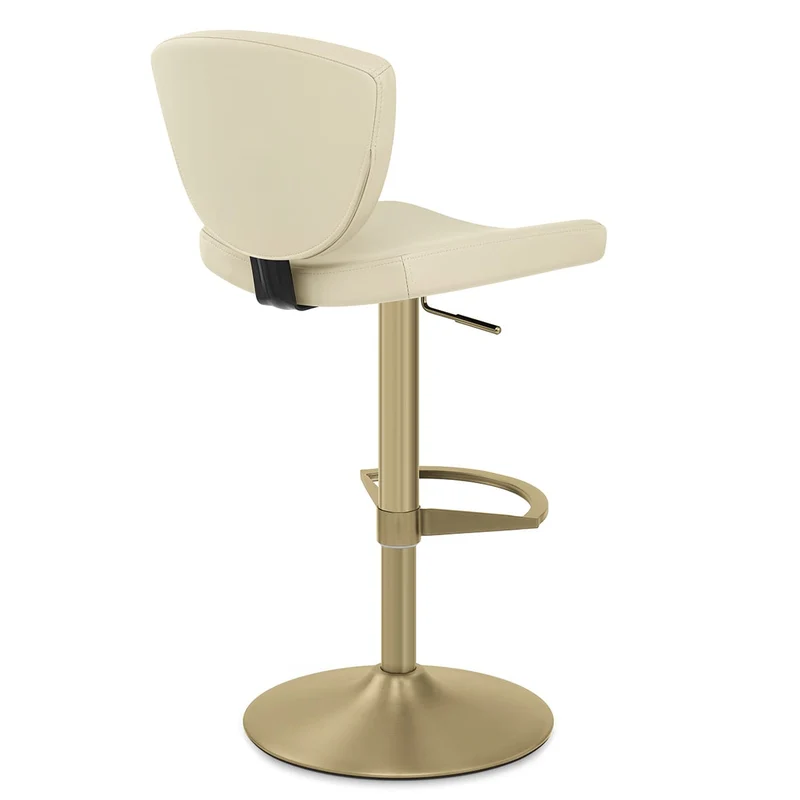 Tabouret Cuir Veritable Doré - Pearl Crème