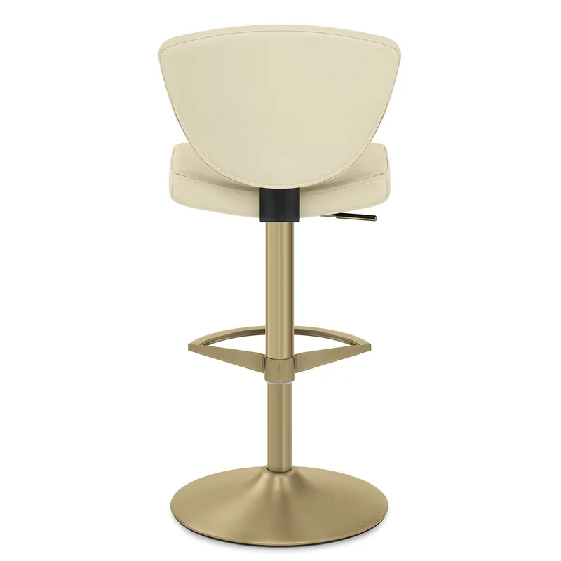 Tabouret Cuir Veritable Doré - Pearl Crème