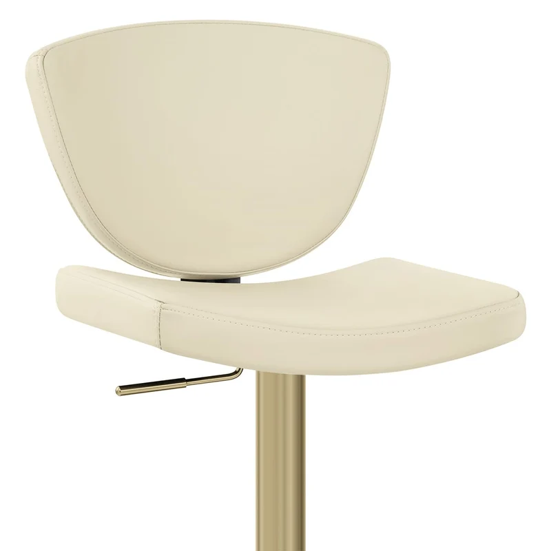 Tabouret Cuir Veritable Doré - Pearl Crème