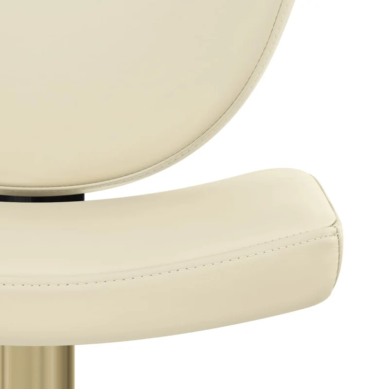 Tabouret Cuir Veritable Doré - Pearl Crème