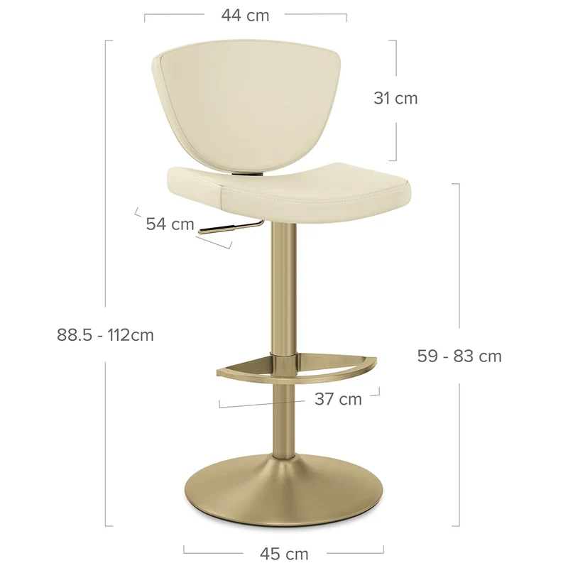 Tabouret Cuir Veritable Doré - Pearl Crème