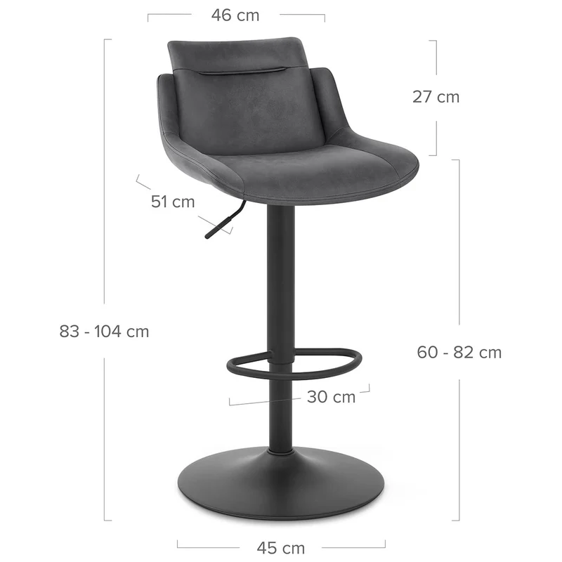 Tabouret de Bar Faux Cuir - Pablo Gris